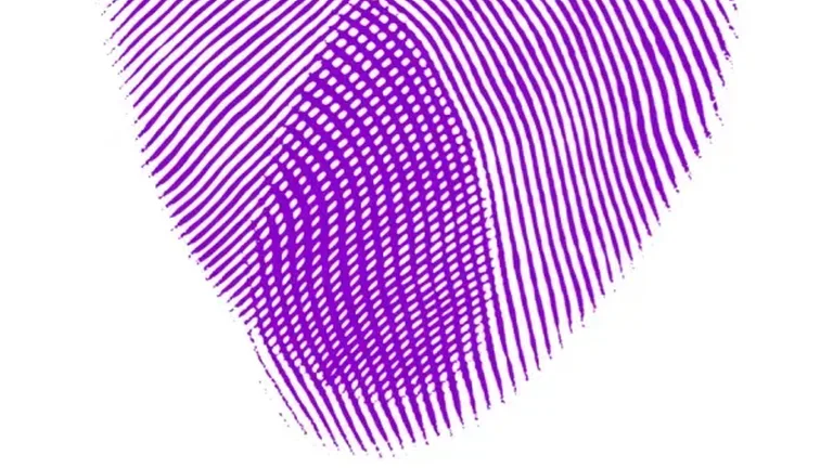 "Imprint: Leave Your Mark" with a heart composed of two dovetailing fingerprints in purple ink.