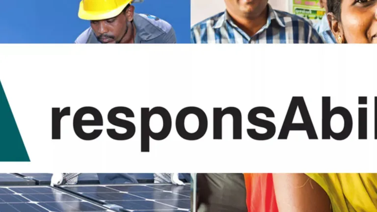 Two men looking at solar panels and a close up shot of three people
