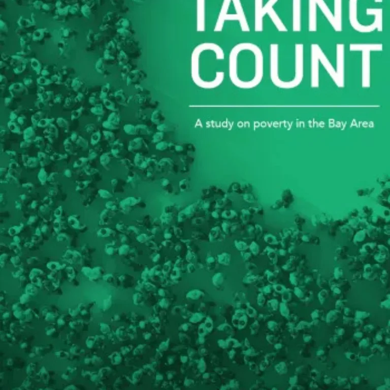 Cover of "Taking Count 2021" report on poverty in the Bay Area with logos from Tipping Point and Berkeley.