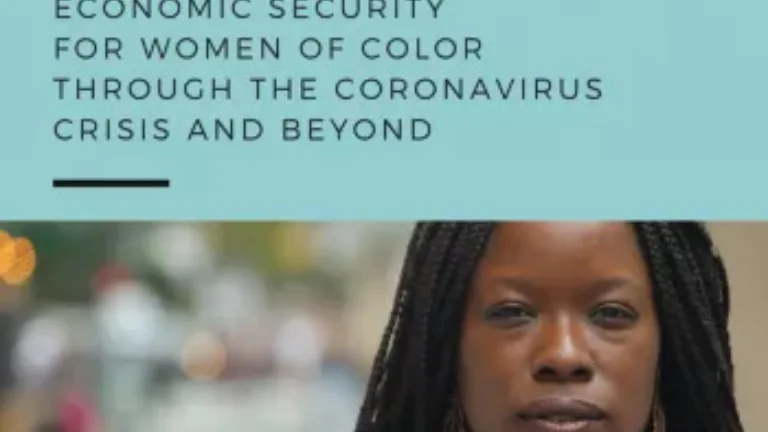 Cover of a report titled "On the Margins: Economic Security for Women of Color Through the Coronavirus Crisis and Beyond."