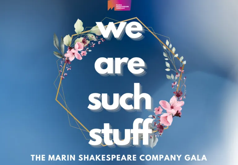 Headline of We Are Such Stuff is surrounded by a headband of flowers and straw, with details about the 2024 gala