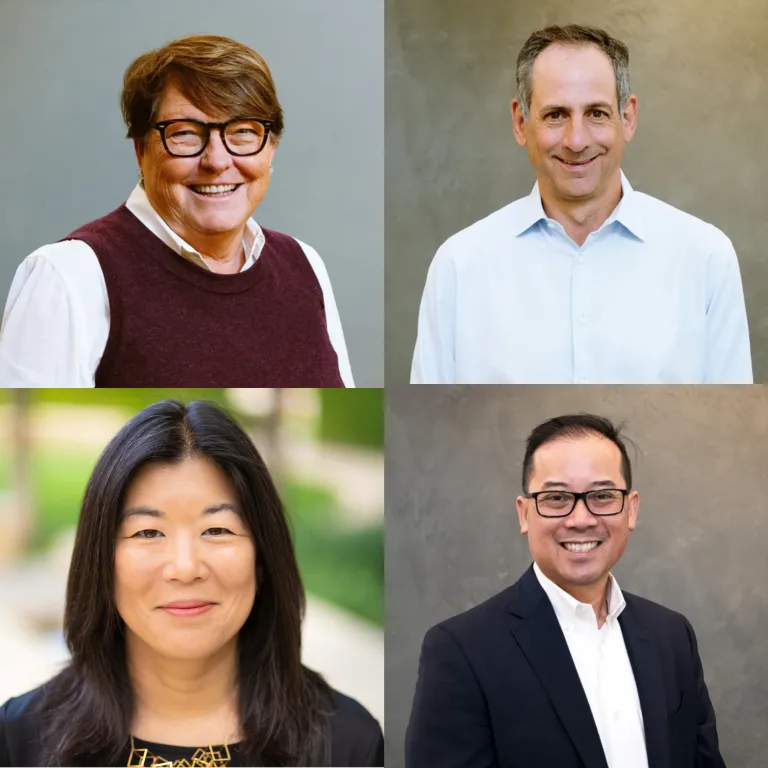 Image of headshots of 4 MCF Board members: Maureen Sedonaen, Mitch Cohen, Aileen Lee and Quoc Tran