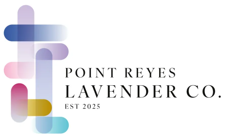 Logo of Point Reyes Lavender Co with different color of bars on the left and additional text of est 2025 underneath