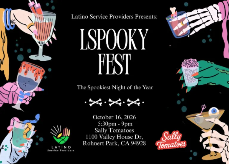 Image of an event posted with different drinks on the sides on a black background with event details