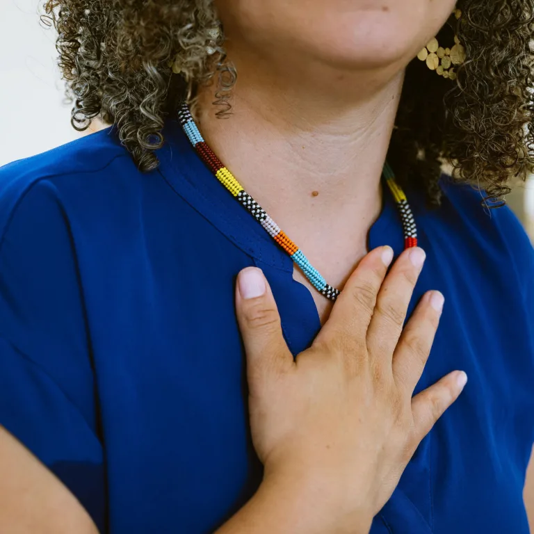 Odette Neme's touching colorful necklace