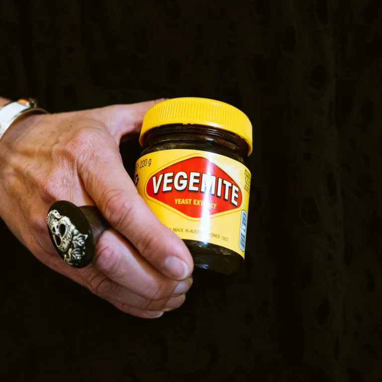 Vikki Garrod holding Vegemite